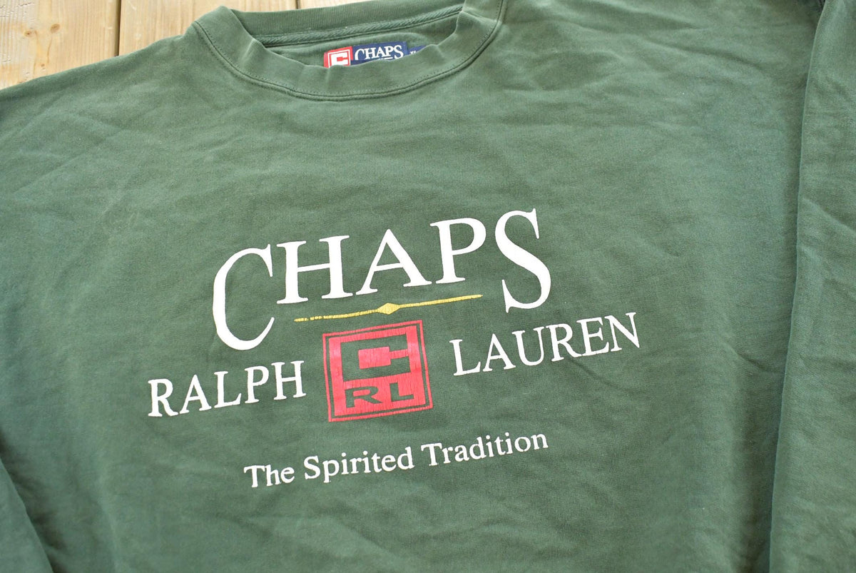 Vintage 1990s Chaps Ralph Lauren Distressed Crewneck Sweatshirt Men's XL from propervintagecanada