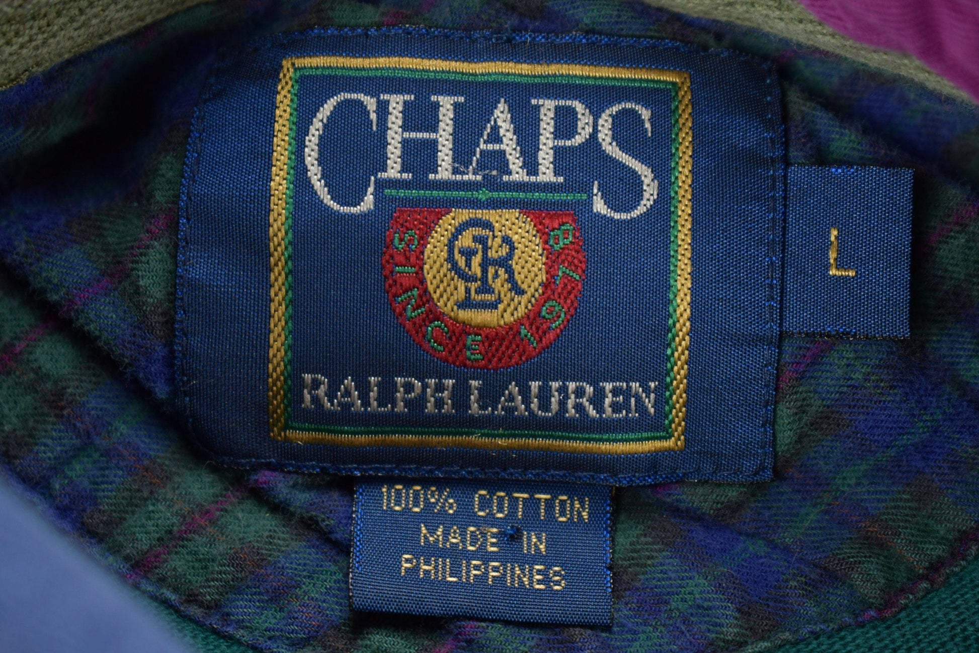 Vintage 1990s Chaps Ralph Lauren Long Sleeve Polo Sweatshirt Men's Large from propervintagecanada