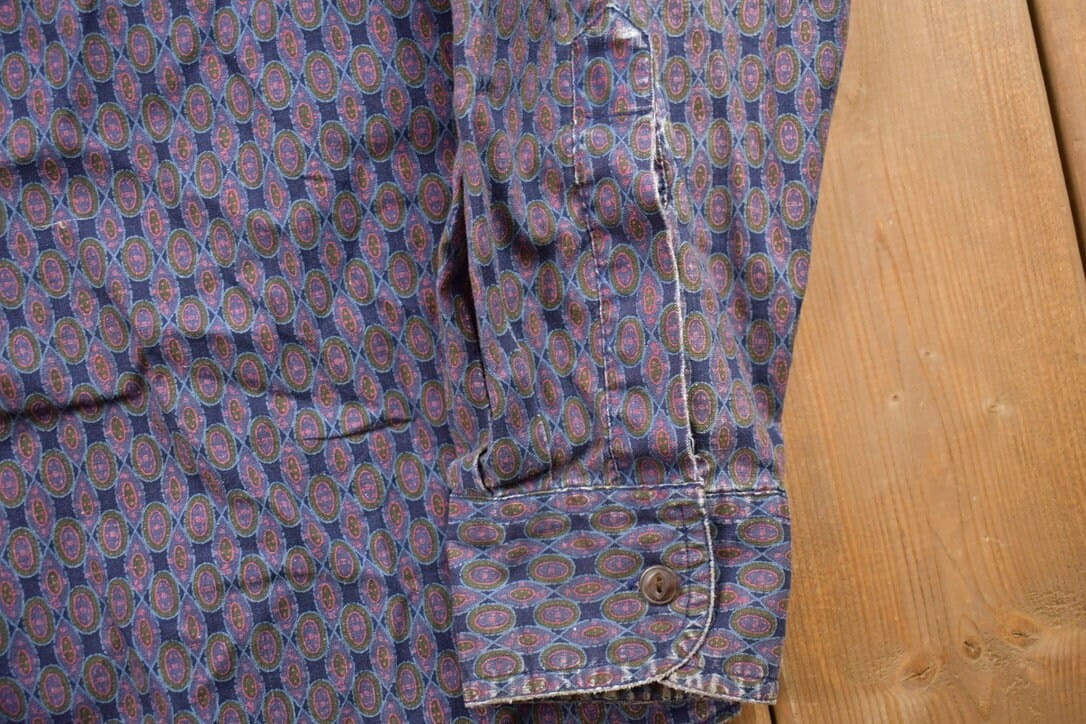 Vintage 1990s Chaps Ralph Lauren Patterned Button Up Shirt Men's 2XL from propervintagecanada
