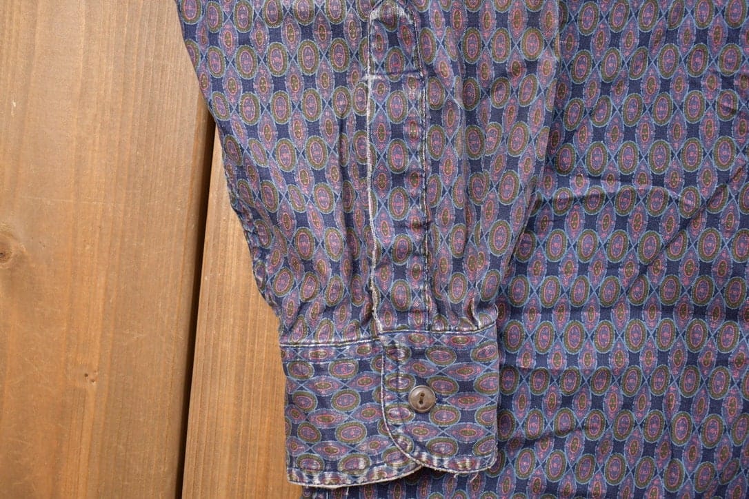 Vintage 1990s Chaps Ralph Lauren Patterned Button Up Shirt Men's 2XL from propervintagecanada