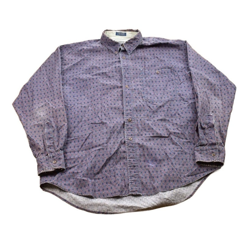 Vintage 1990s Chaps Ralph Lauren Patterned Button Up Shirt Men's 2XL from propervintagecanada
