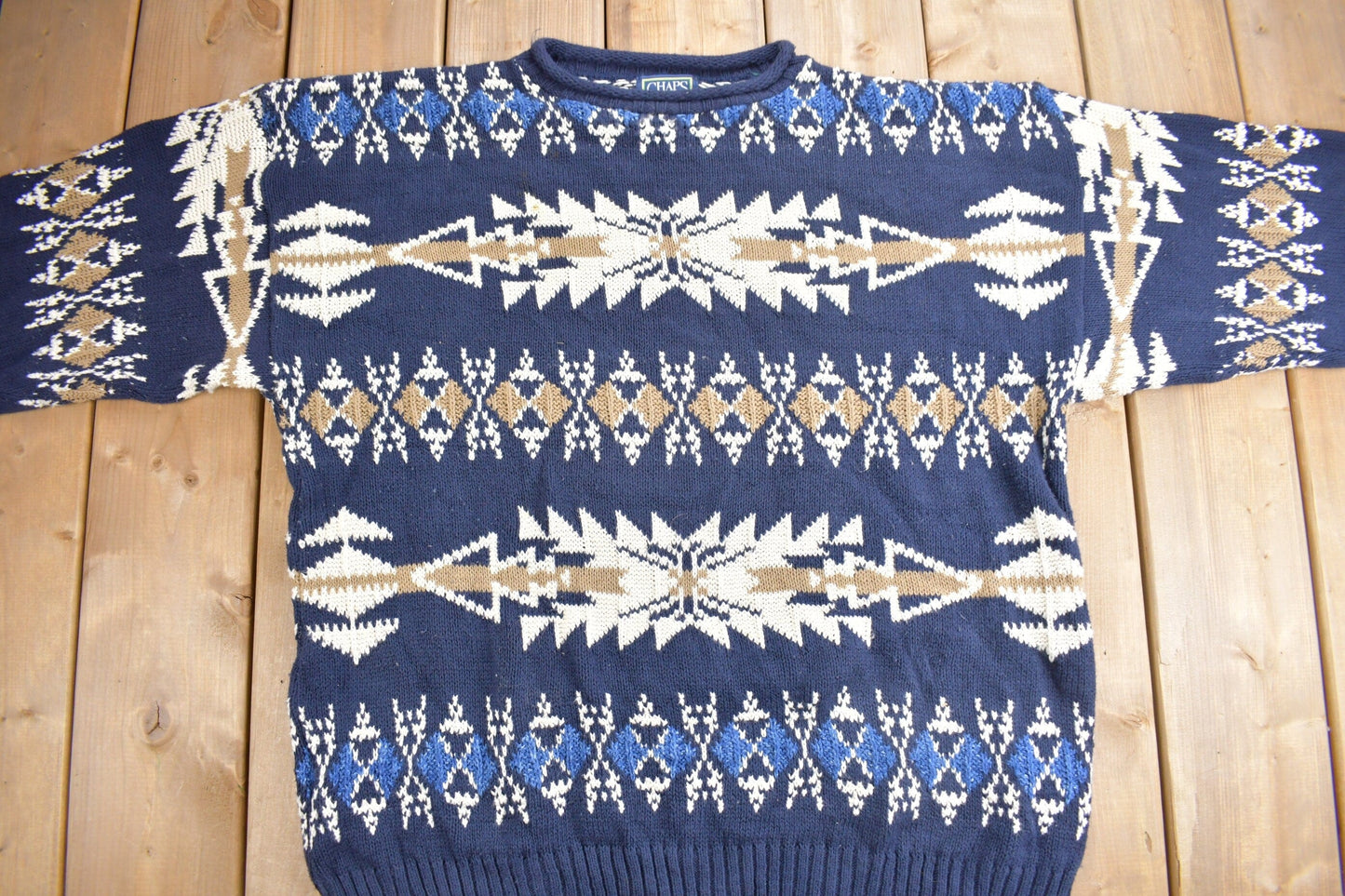 Vintage 1990s Chaps Ralph Lauren South Western Knit Sweater Men's XL from propervintagecanada