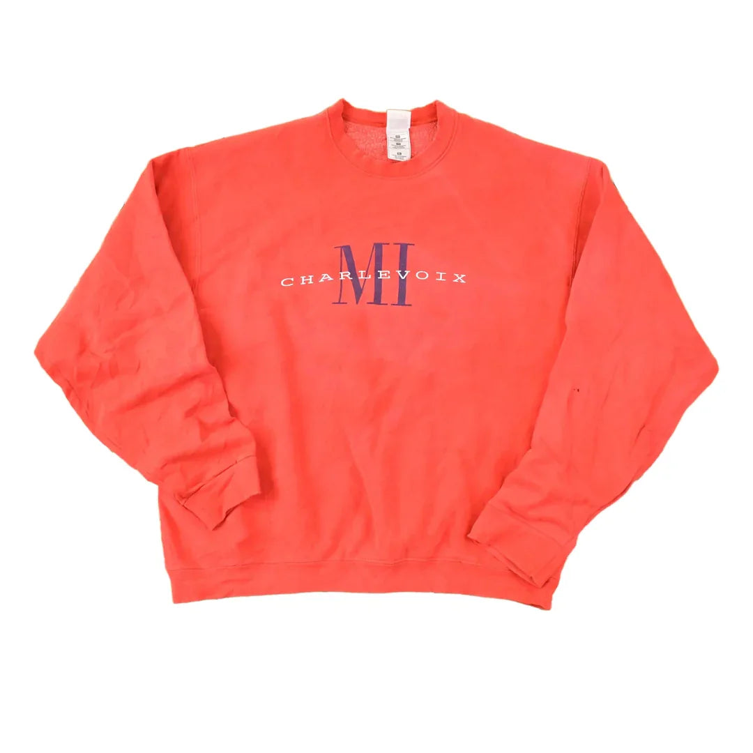 Vintage 1990s Charlevoix Graphic Print Crewneck Sweatshirt Mens L from propervintagecanada