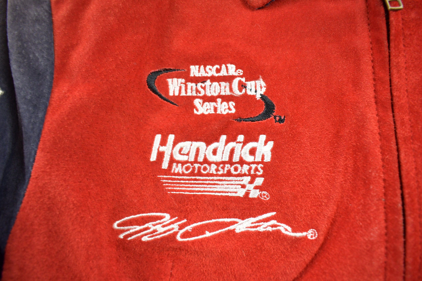Vintage 1990s Chase Authentics Suede Dupont Nascar Racing Jacket from propervintagecanada