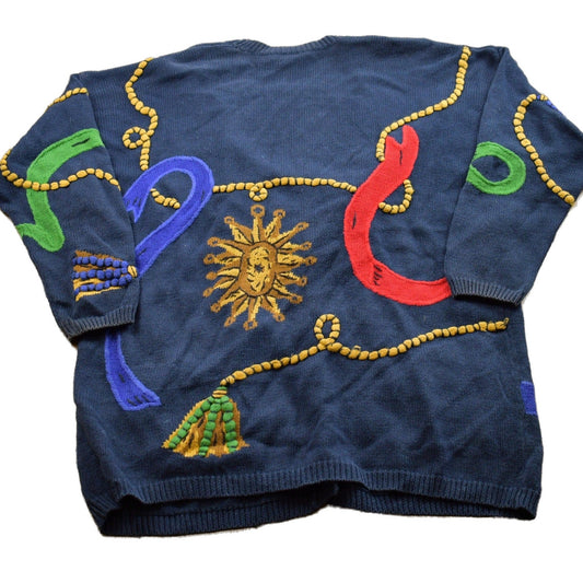 Vintage 1990s Chaus Abstract Knitted Cardigan Sweater Men's XL from propervintagecanada