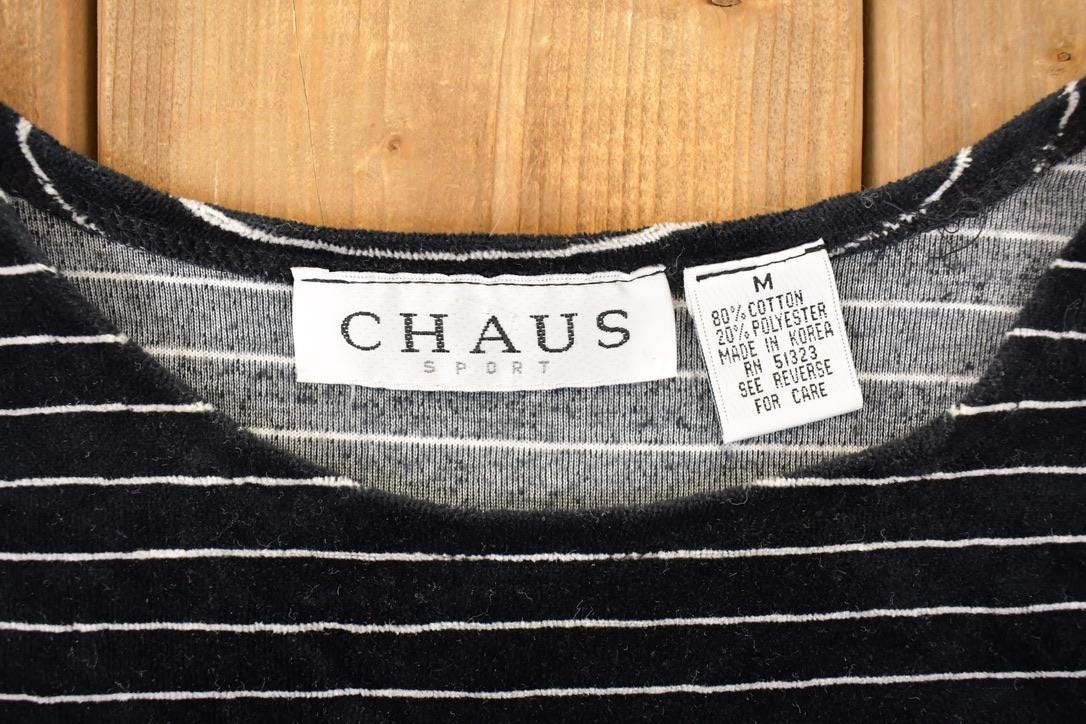 Vintage 1990s Chaus Sport Striped Crewneck Shirt Women's M from propervintagecanada
