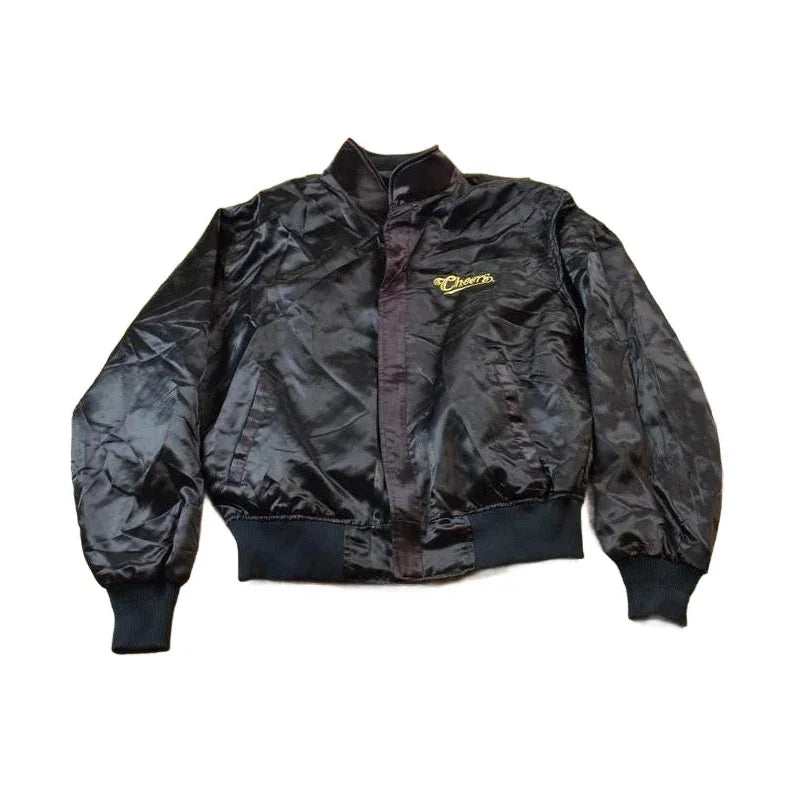 Vintage 1990s Cheers Boston Embroidered Satin Bomber Jacket Men's Large from propervintagecanada