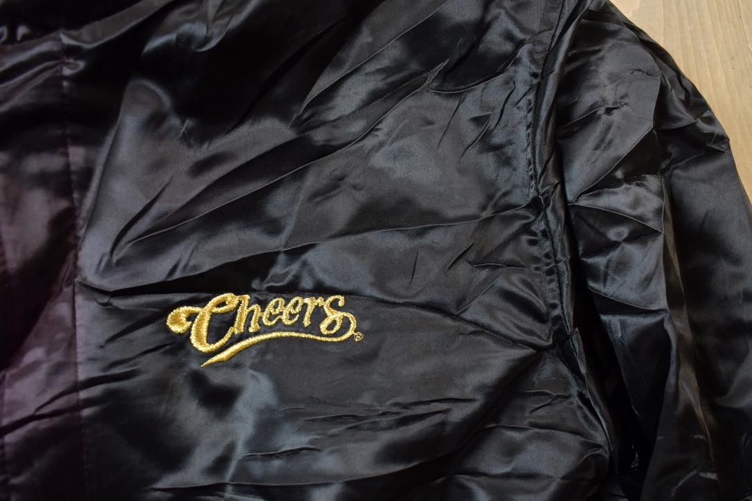 Vintage 1990s Cheers Boston Embroidered Satin Bomber Jacket Men's Large from propervintagecanada