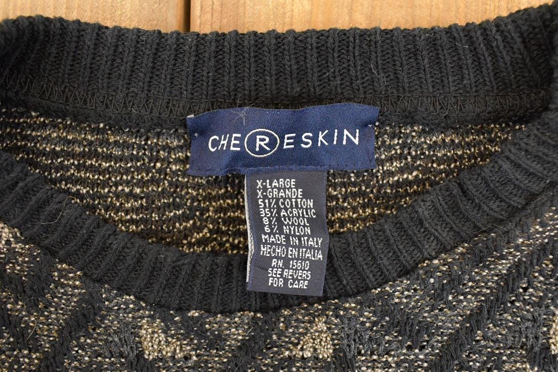 Vintage 1990s Chereskin Abstract Knit Sweater Men's M from propervintagecanada