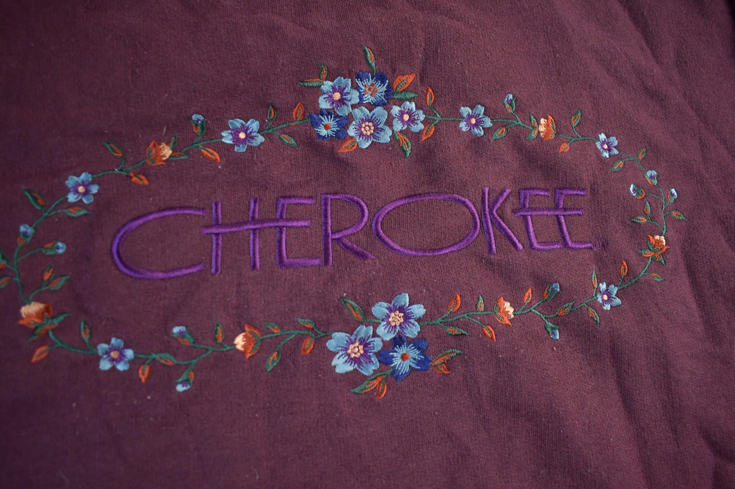 Vintage 1990s Cherokee Embroidered Floral Crewneck Sweatshirt Women's 2XL from propervintagecanada