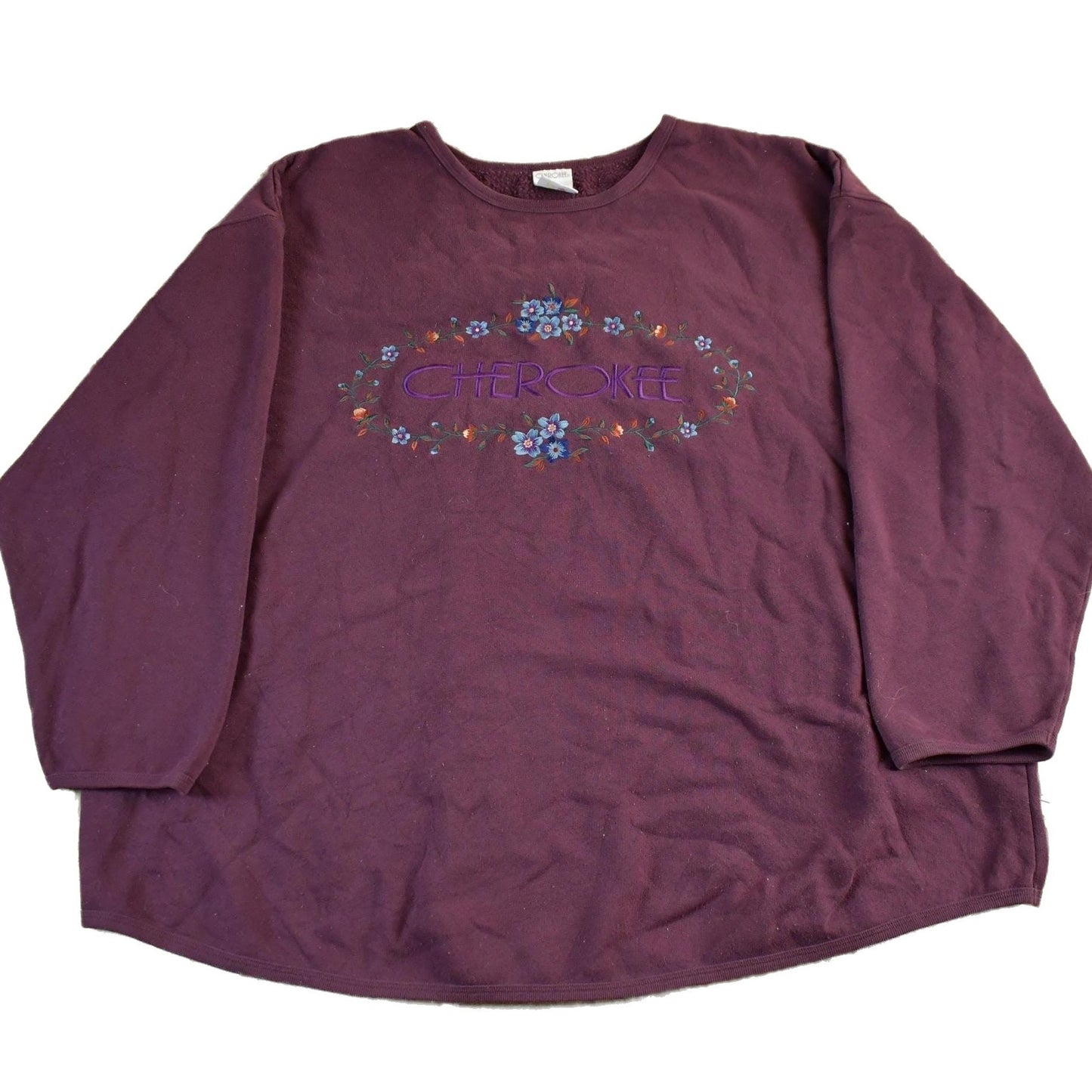 Vintage 1990s Cherokee Embroidered Floral Crewneck Sweatshirt Women's 2XL from propervintagecanada