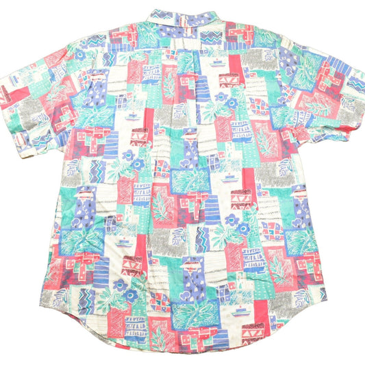 Vintage 1990s Cherokee Floral Patchwork Button Up Shirt Men's XL from propervintagecanada
