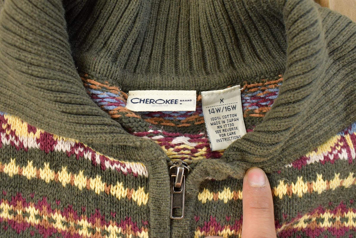 Vintage 1990s Cherokee Full Zip Knit Sweater Women's L from propervintagecanada