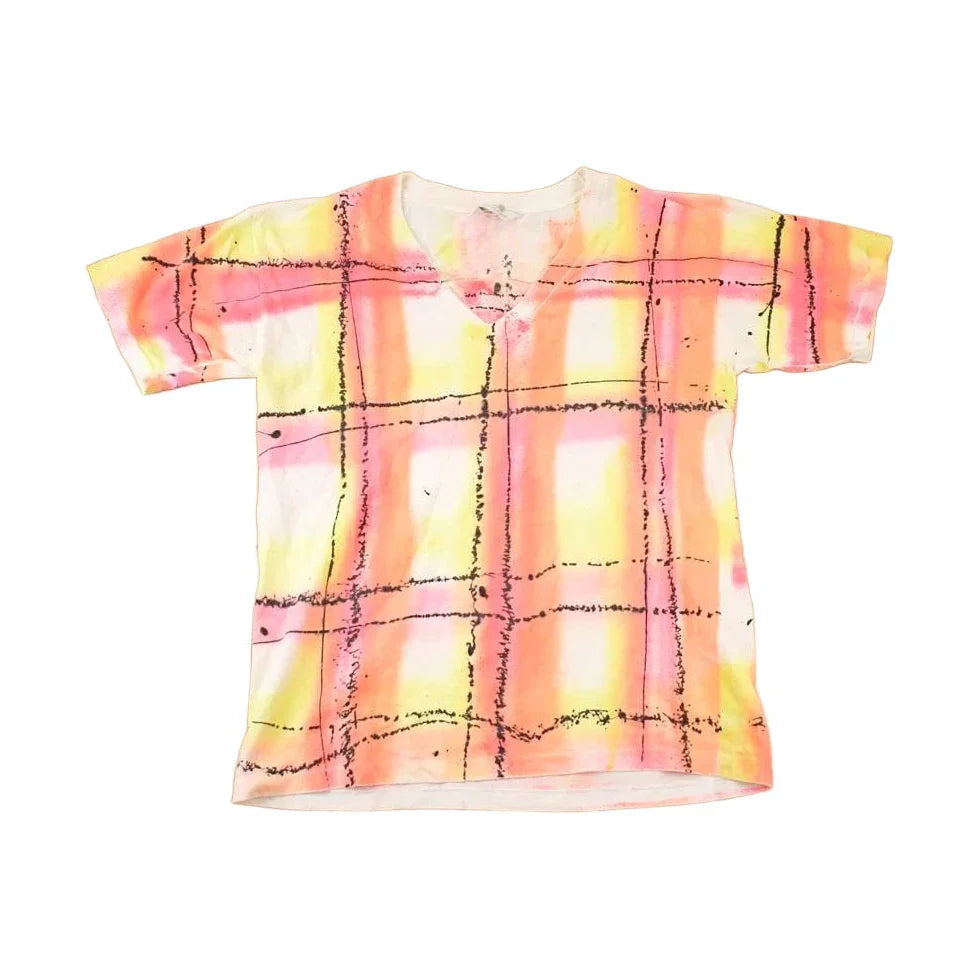 Vintage 1990s Cherokee Neon Plaid Souvenir T-Shirt Men's L from propervintagecanada