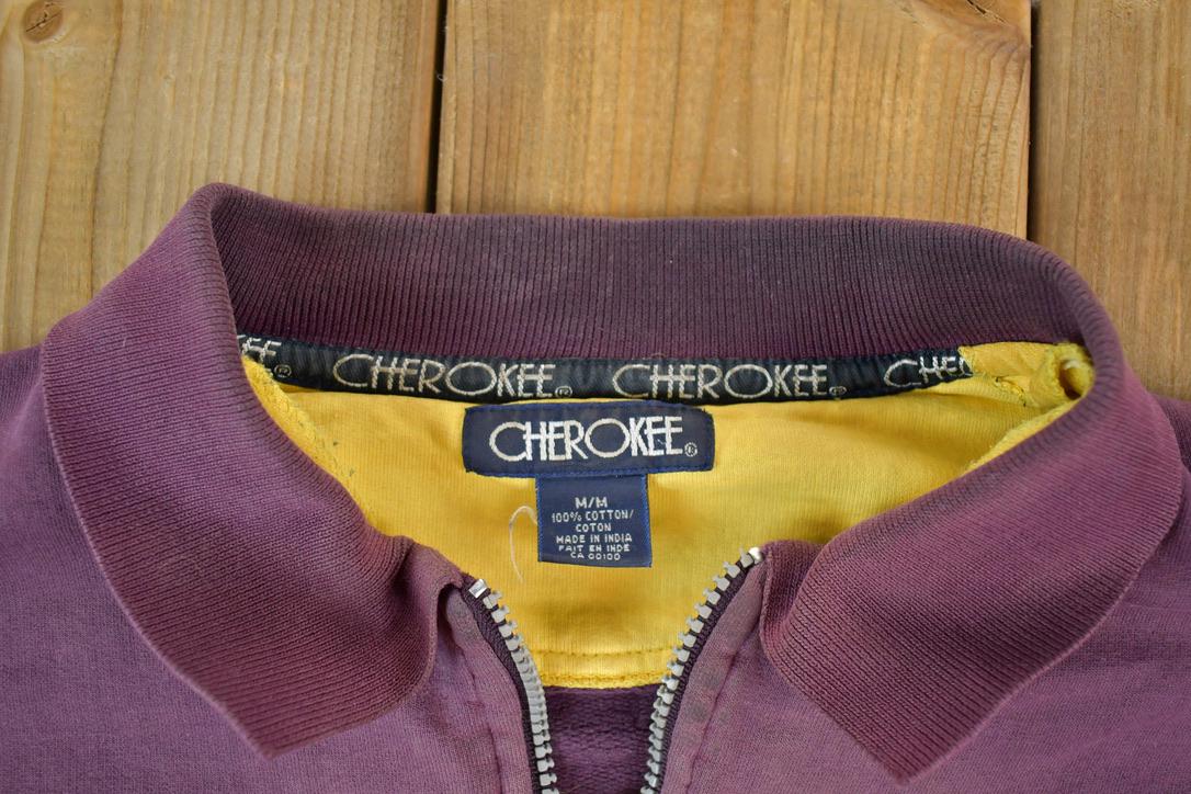 Vintage 1990s Cherokee Quarter Zip Striped Minnesota Crewneck Sweatshirt Men's Medium from propervintagecanada