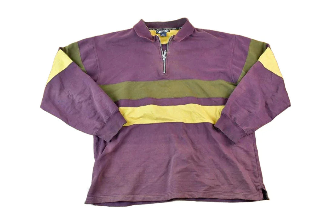 Vintage 1990s Cherokee Quarter Zip Striped Minnesota Crewneck Sweatshirt Men's Medium from propervintagecanada