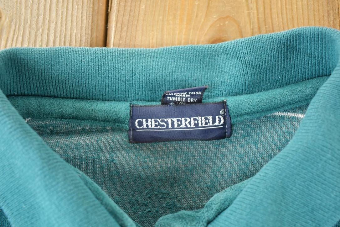 Vintage 1990s Chesterfield Velour Knit Abstract Pattern Crewneck Sweater Men's Medium from propervintagecanada