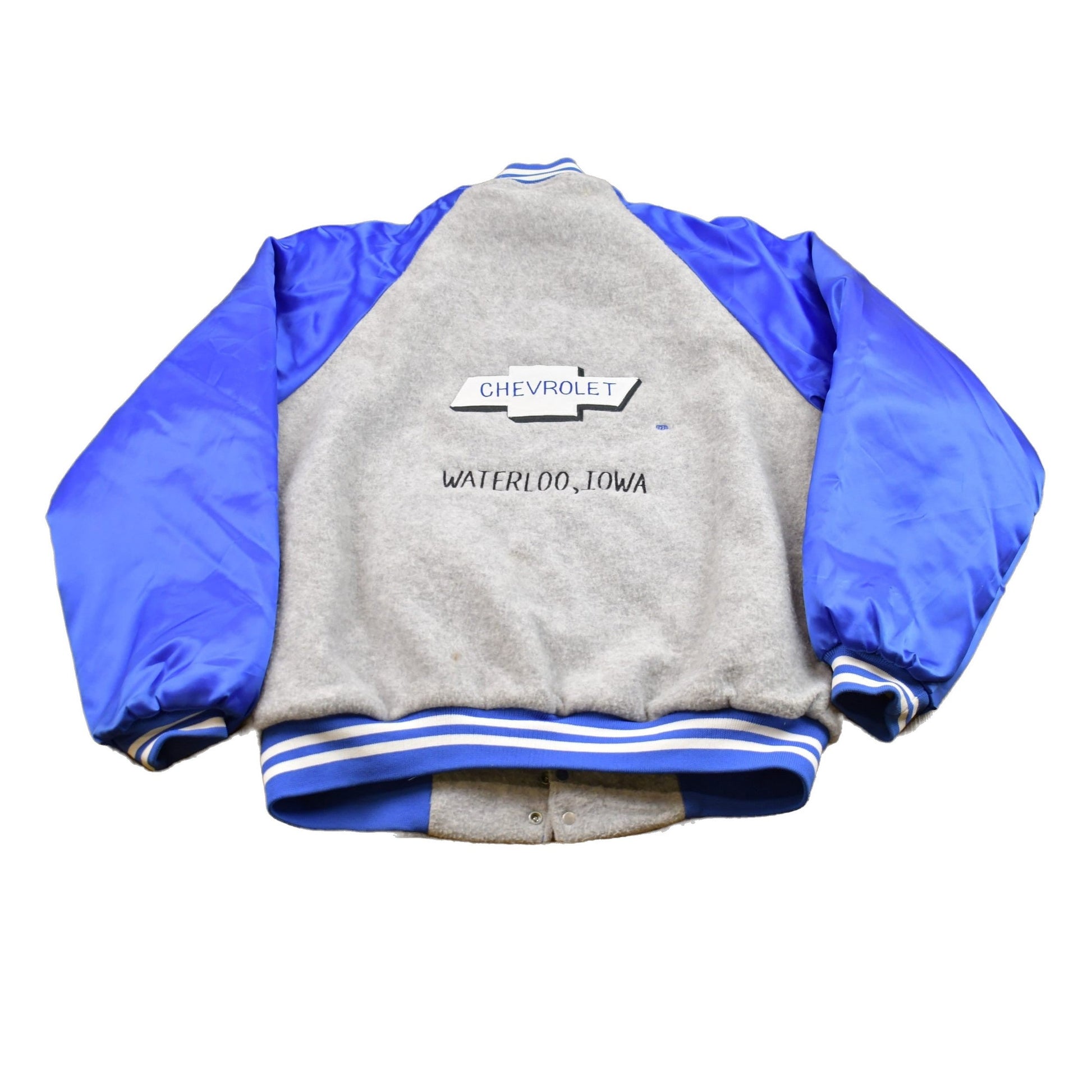 Vintage 1990s Chevrolet Hartwell Satin Wool Bomber Jacket Men's Large from propervintagecanada