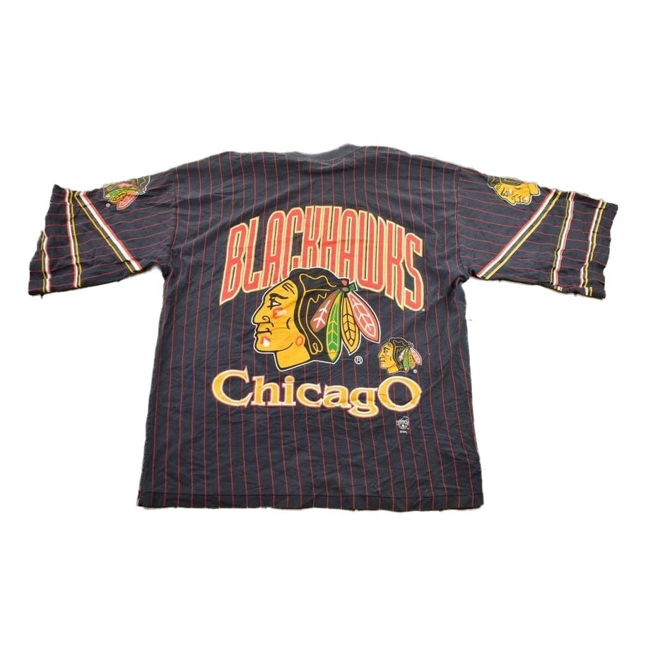 Vintage 1990s Chicago Blackhawks NHL All Over Print Graphic T-Shirt Men's Large from propervintagecanada