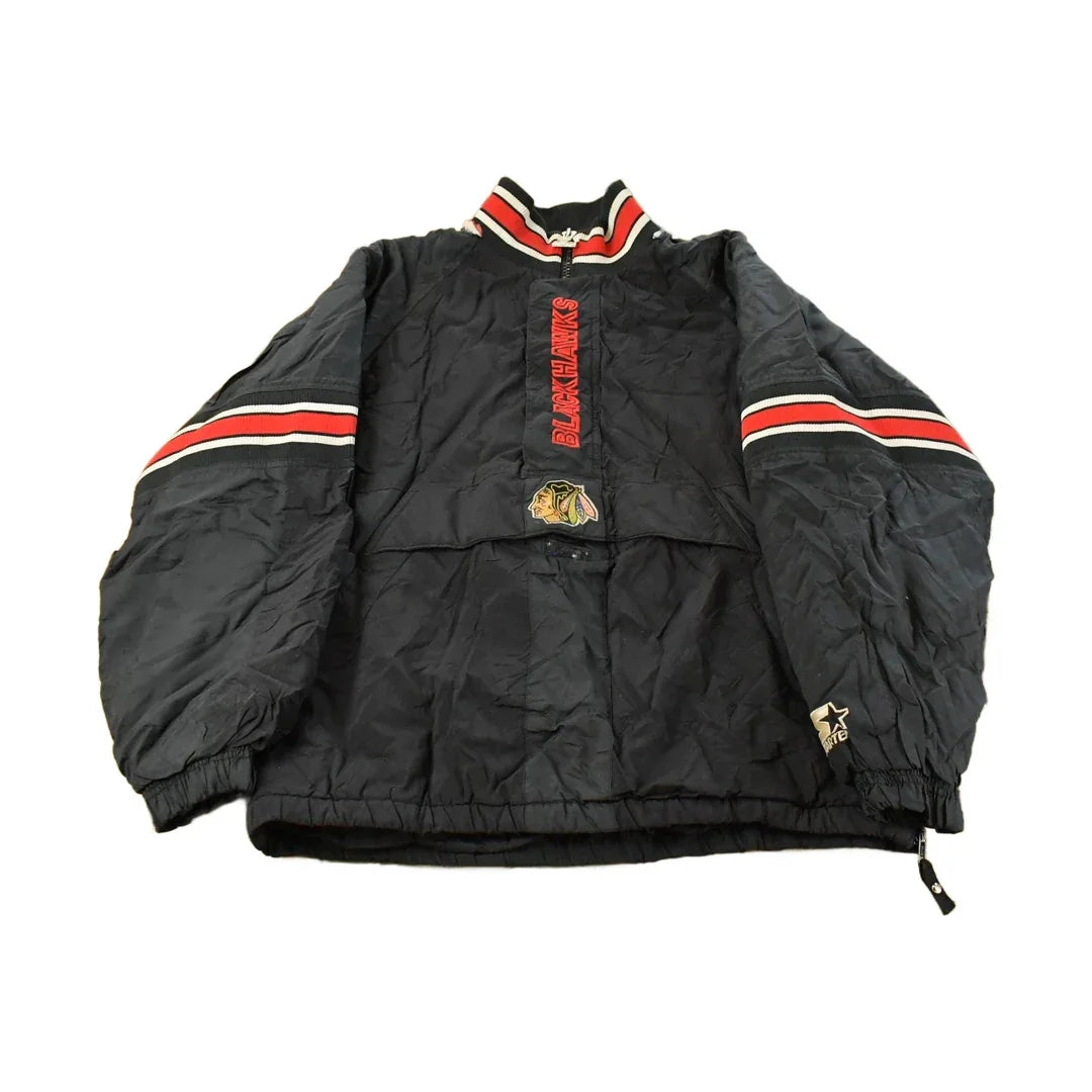Vintage 1990s Chicago Blackhawks NHL Starter Anorak Jacket Youth XL Men's XL from propervintagecanada