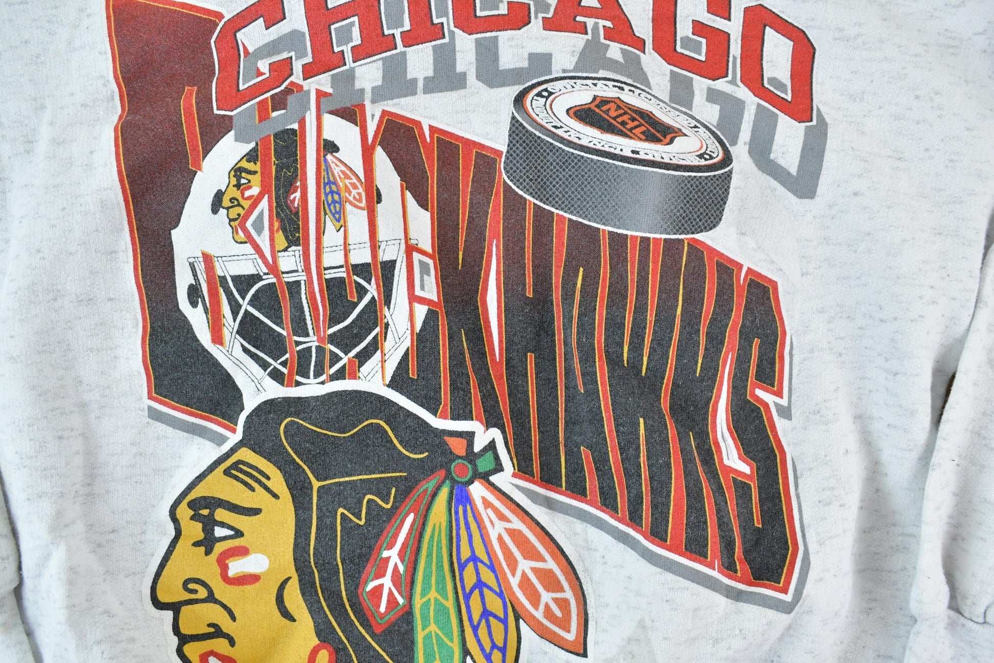 Vintage 1990s Chicago Blackhawks Youth NHL Graphic Sweater Youth M from propervintagecanada