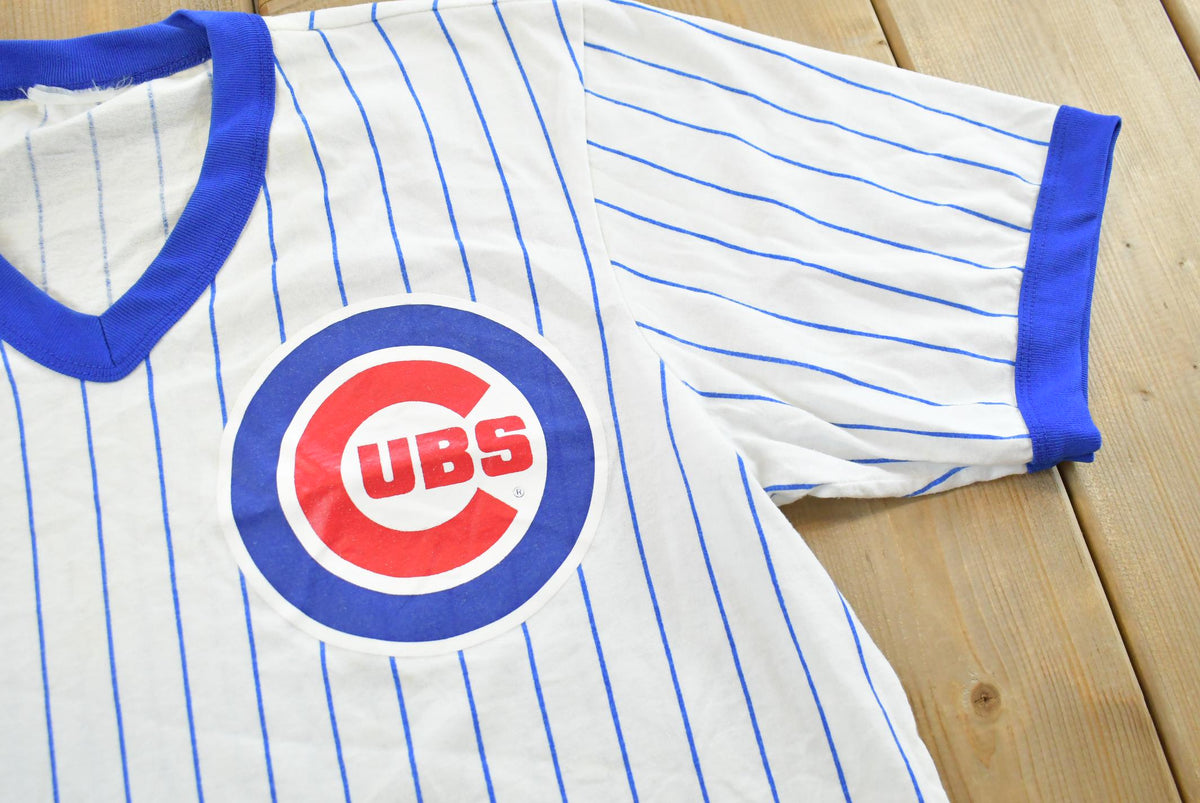 Vintage 1990s Chicago Cubs Majestic Pinstripe Ringer T-Shirt Mens M from propervintagecanada