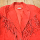 Vintage 1990s CHICO'S Design Red Suede Fringe Jacket Women's M from propervintagecanada