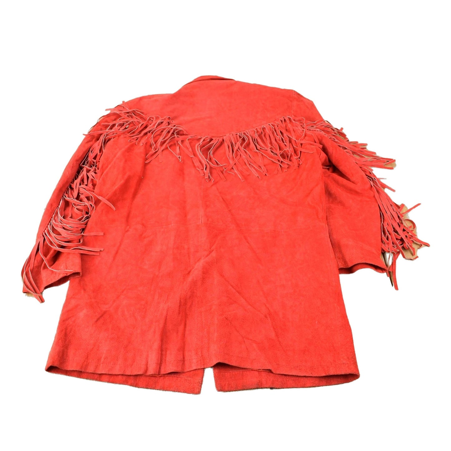 Vintage 1990s CHICO'S Design Red Suede Fringe Jacket Women's M from propervintagecanada