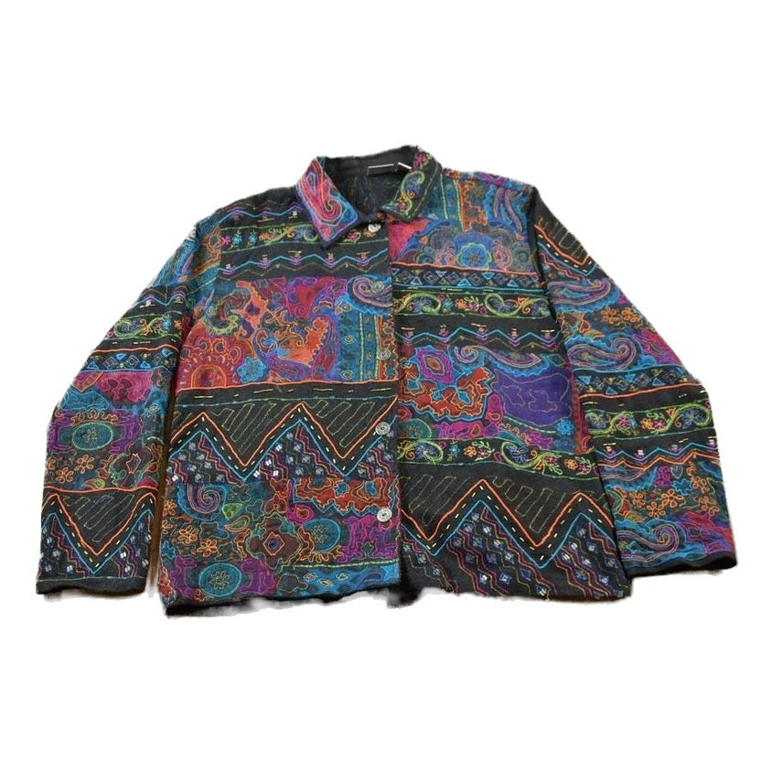 Vintage 1990s Chico's Embroidery Cardigan Sweater Women's Large from propervintagecanada