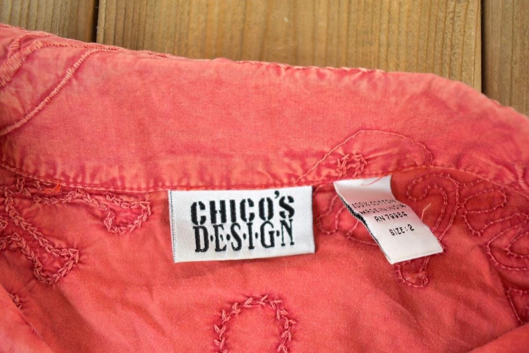 Vintage 1990s Chicos Design Love Embroidered Button Up Western Style Shirt Women's S from propervintagecanada