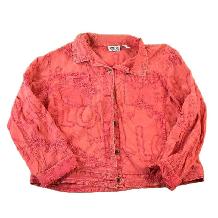 Vintage 1990s Chicos Design Love Embroidered Button Up Western Style Shirt Women's S from propervintagecanada