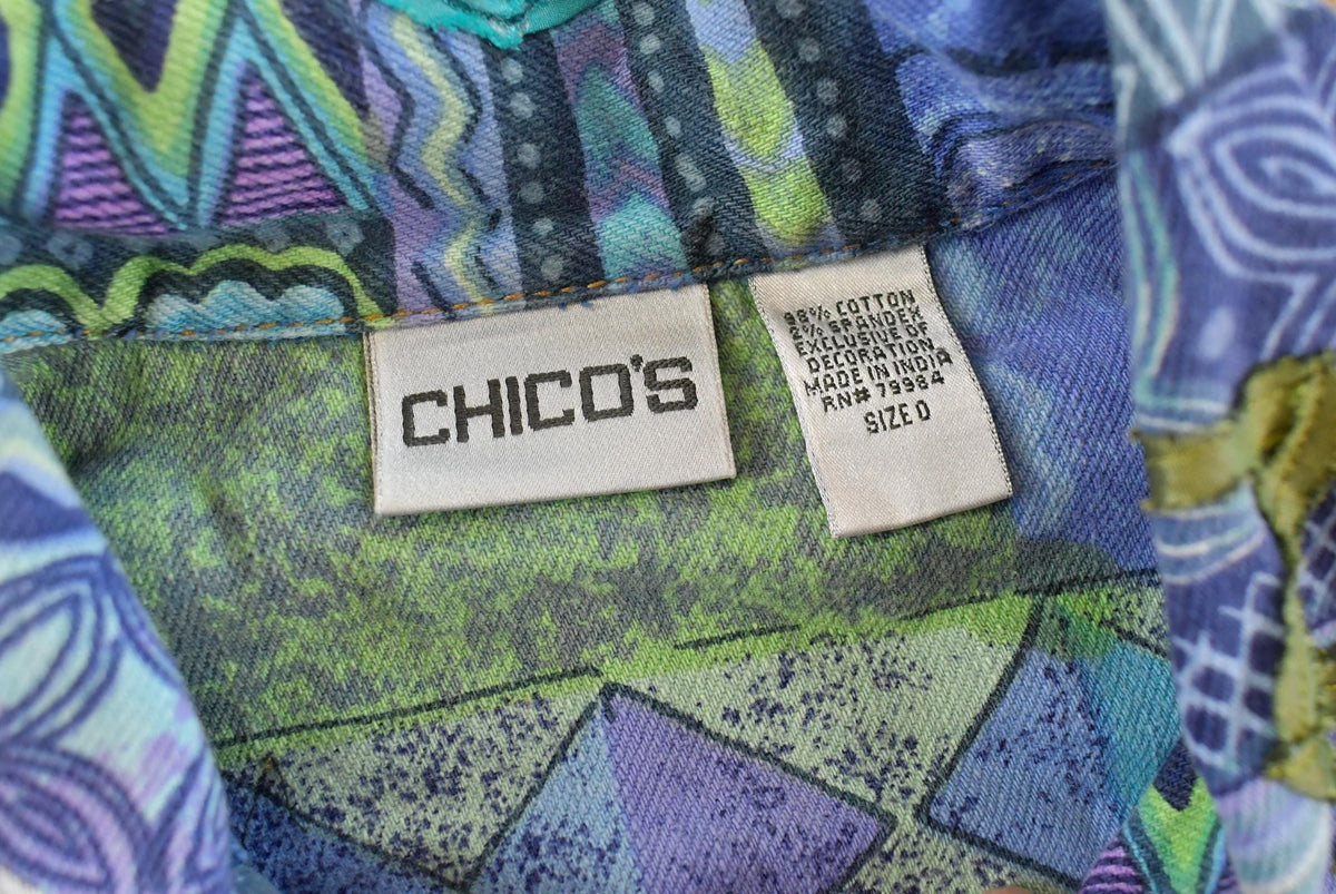 Vintage 1990s Chicos Embroidered Trucker Jacket Women's S / Outerwear / Outdoors / 90s Streetwear from propervintagecanada