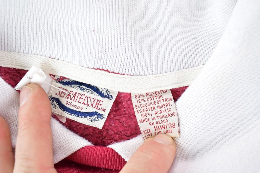 Vintage 1990s Chillin Cat Separate Issue Collared Knit Abstract Pattern Crewneck Sweater Made In 90s Crewneck Men's XL from propervintagecanada