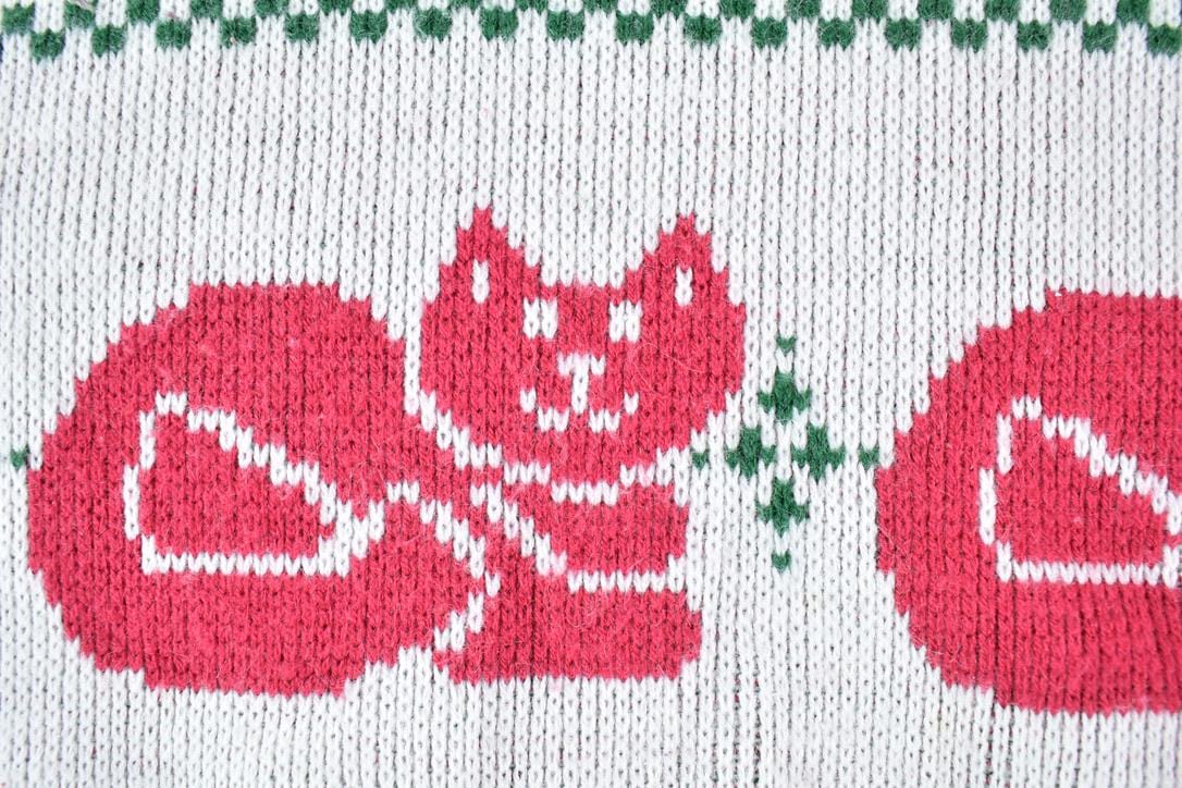 Vintage 1990s Chillin Cat Separate Issue Collared Knit Abstract Pattern Crewneck Sweater Made In 90s Crewneck Men's XL from propervintagecanada