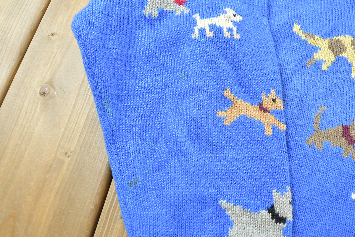 Vintage 1990s Christine Foley Dogs Knit Cardigan Sweater Women's XL / Nature Animal Puppies / 90s Streetwear from propervintagecanada
