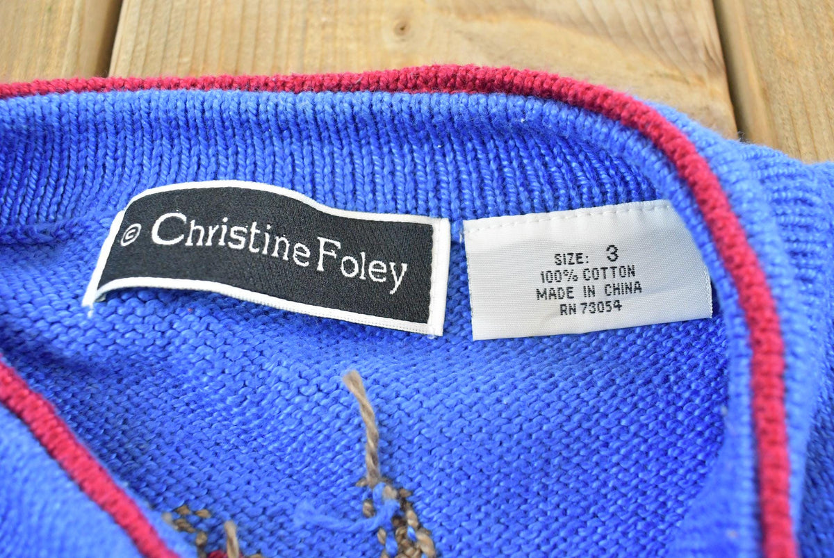 Vintage 1990s Christine Foley Dogs Knit Cardigan Sweater Women's XL / Nature Animal Puppies / 90s Streetwear from propervintagecanada