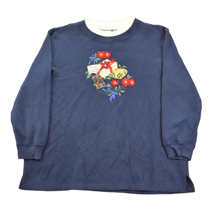 Vintage 1990s Christmas Gifts Embroidered Graphic Crewneck Sweatshirt Women's XL from propervintagecanada