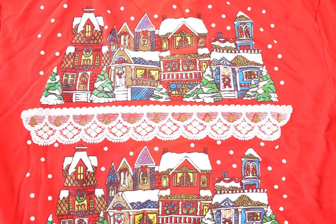 Vintage 1990s Christmas On Main Street AOP Crewneck Sweatshirt Mens L from propervintagecanada