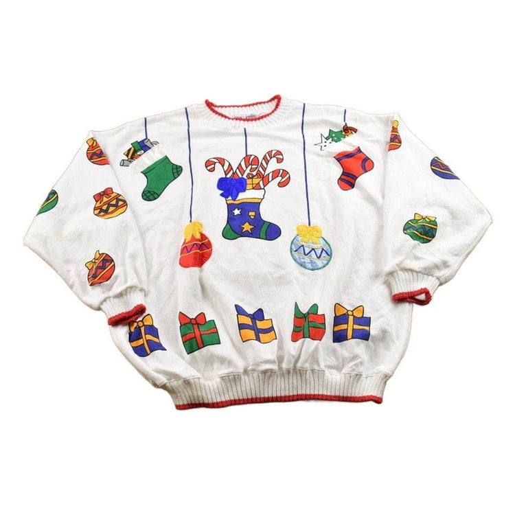 Vintage 1990s Christmas Ornament Theme Sweater Men's 2XL from propervintagecanada