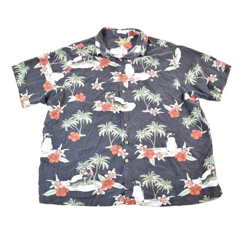 Vintage 1990s Christmas Penguin Hawaiian AOP Button Up Shirt Mens XXL from propervintagecanada