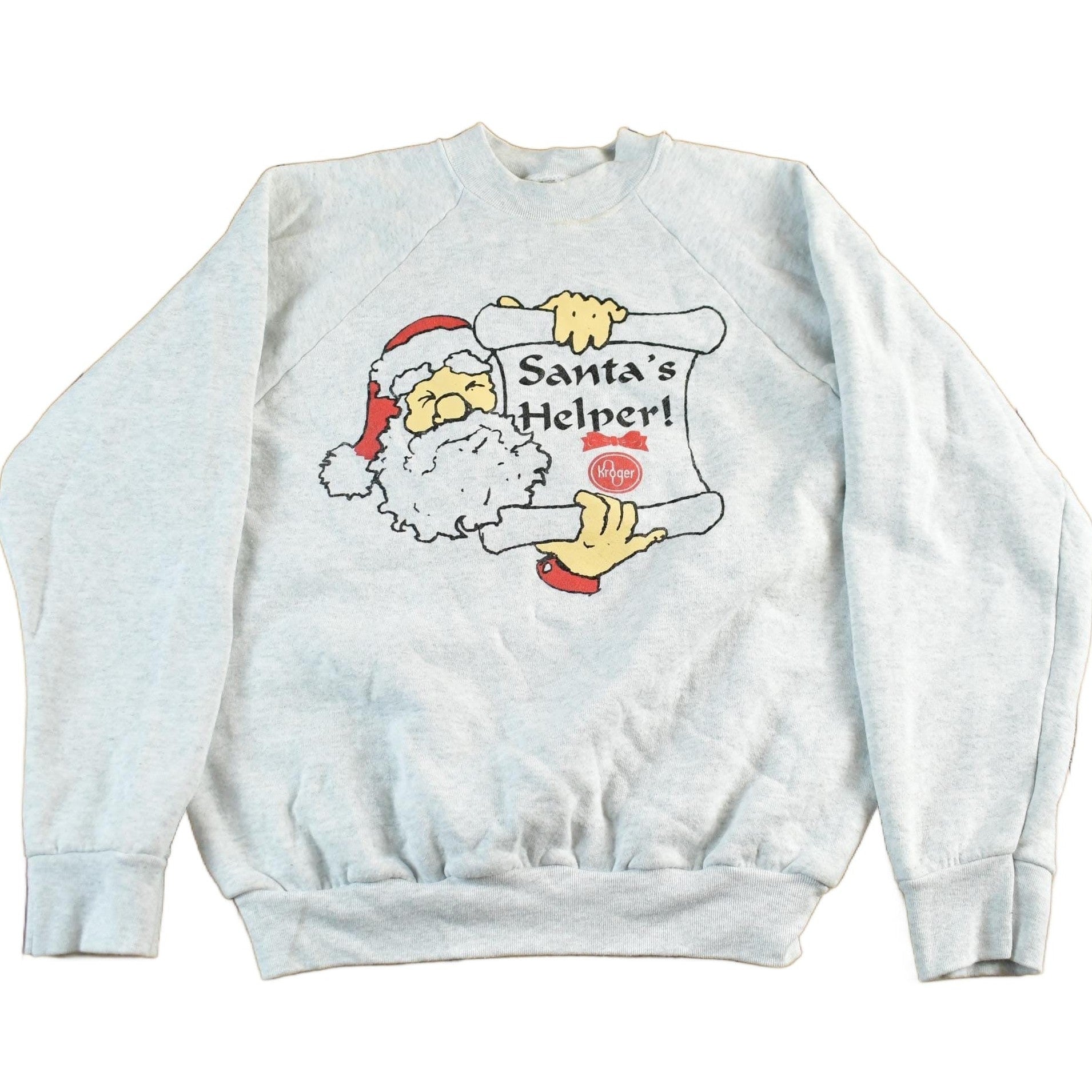 Vintage 1990s Christmas Santa Helper Crewneck Sweatshirt Men's Small from propervintagecanada