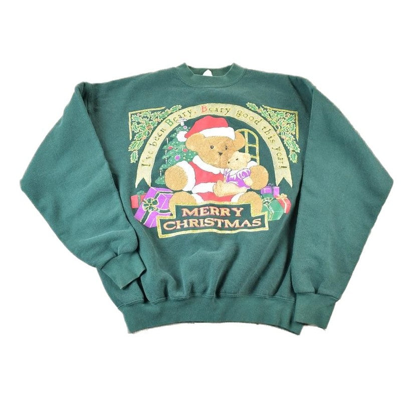 Vintage 1990s Christmas Teddy Bear Souvenir Crewneck Sweatshirt Made In USA Men's XL from propervintagecanada
