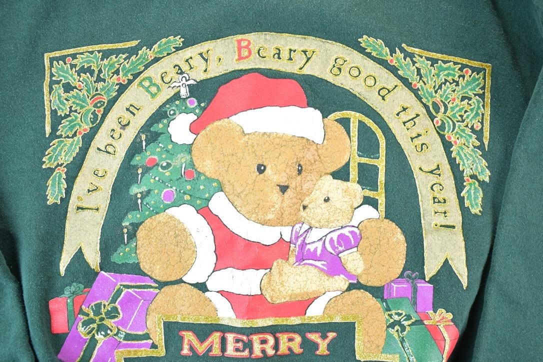 Vintage 1990s Christmas Teddy Bear Souvenir Crewneck Sweatshirt Made In USA Men's XL from propervintagecanada