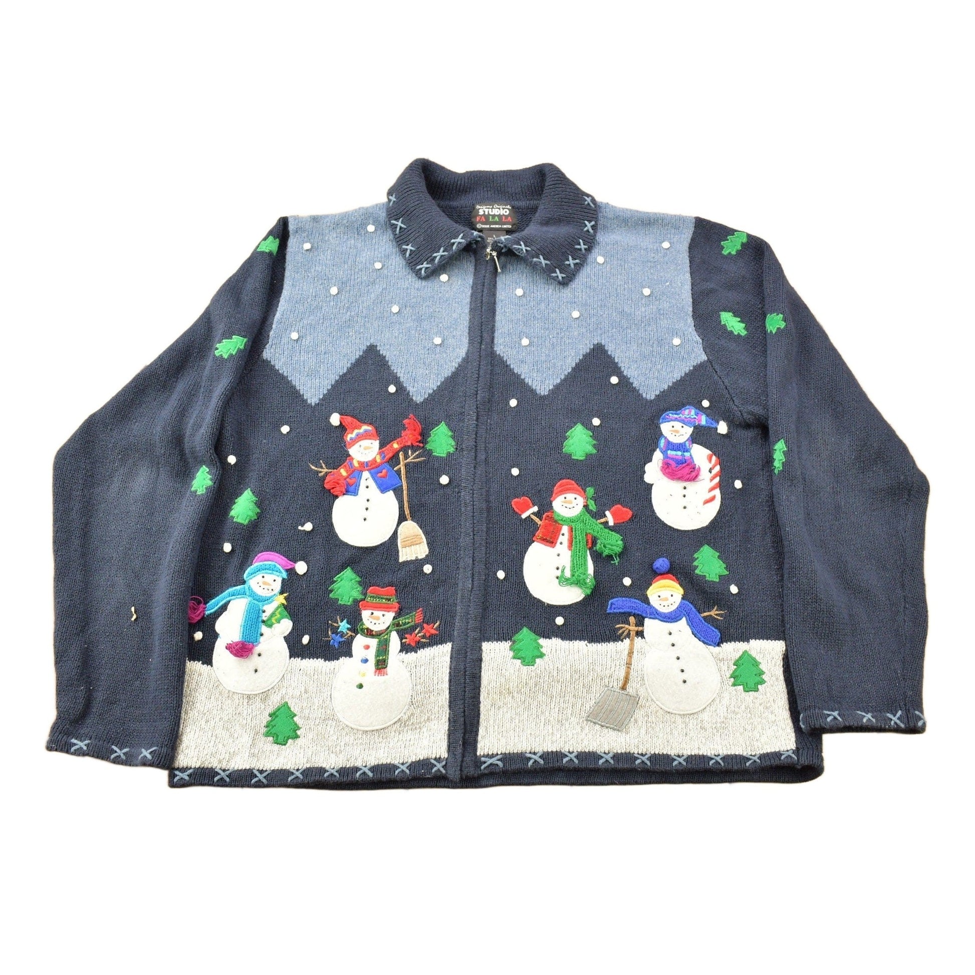 Vintage 1990s Christmas Theme Cut N Sew Sweater Men's Large from propervintagecanada