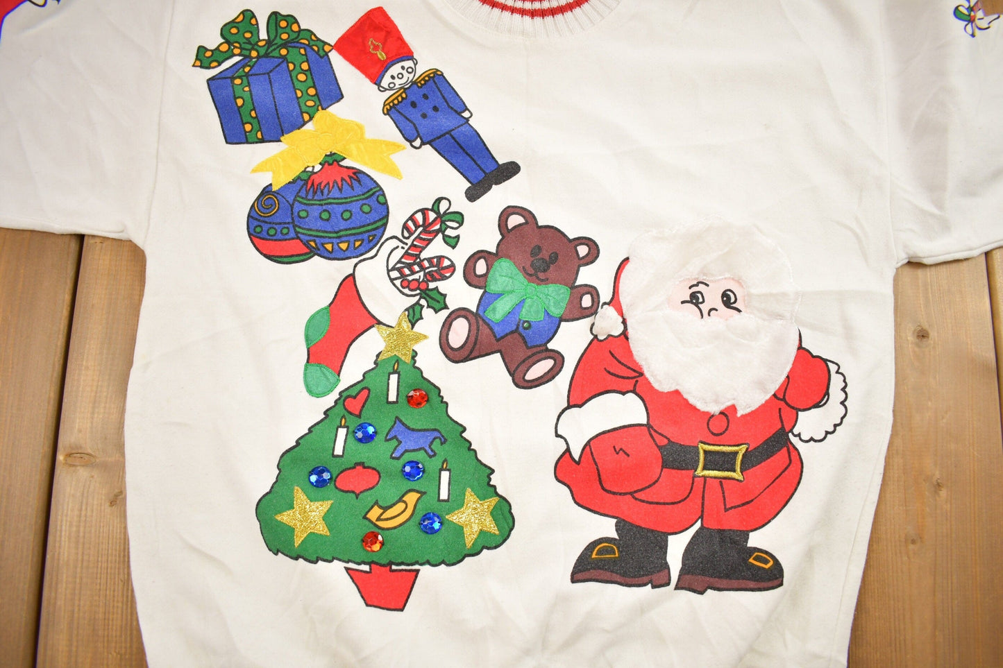 Vintage 1990s Christmas Theme Embroidered Crewneck Sweater Men's Large from propervintagecanada