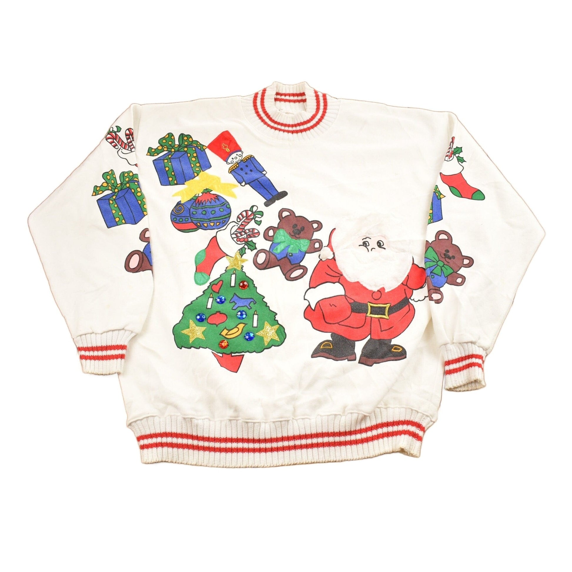 Vintage 1990s Christmas Theme Embroidered Crewneck Sweater Men's Large from propervintagecanada