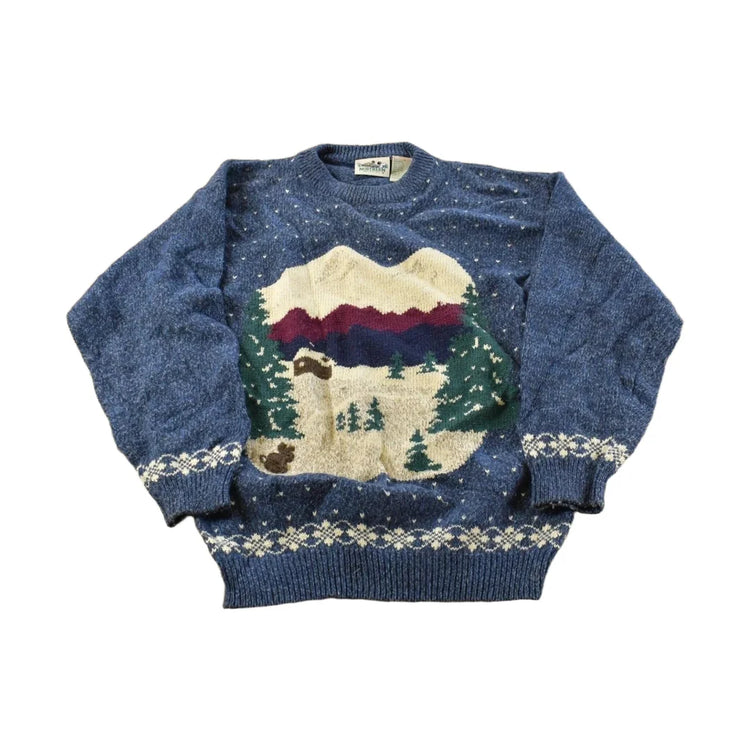 Vintage 1990s Christmas Winter Knitted Wool Blend Sweater Men's S from propervintagecanada