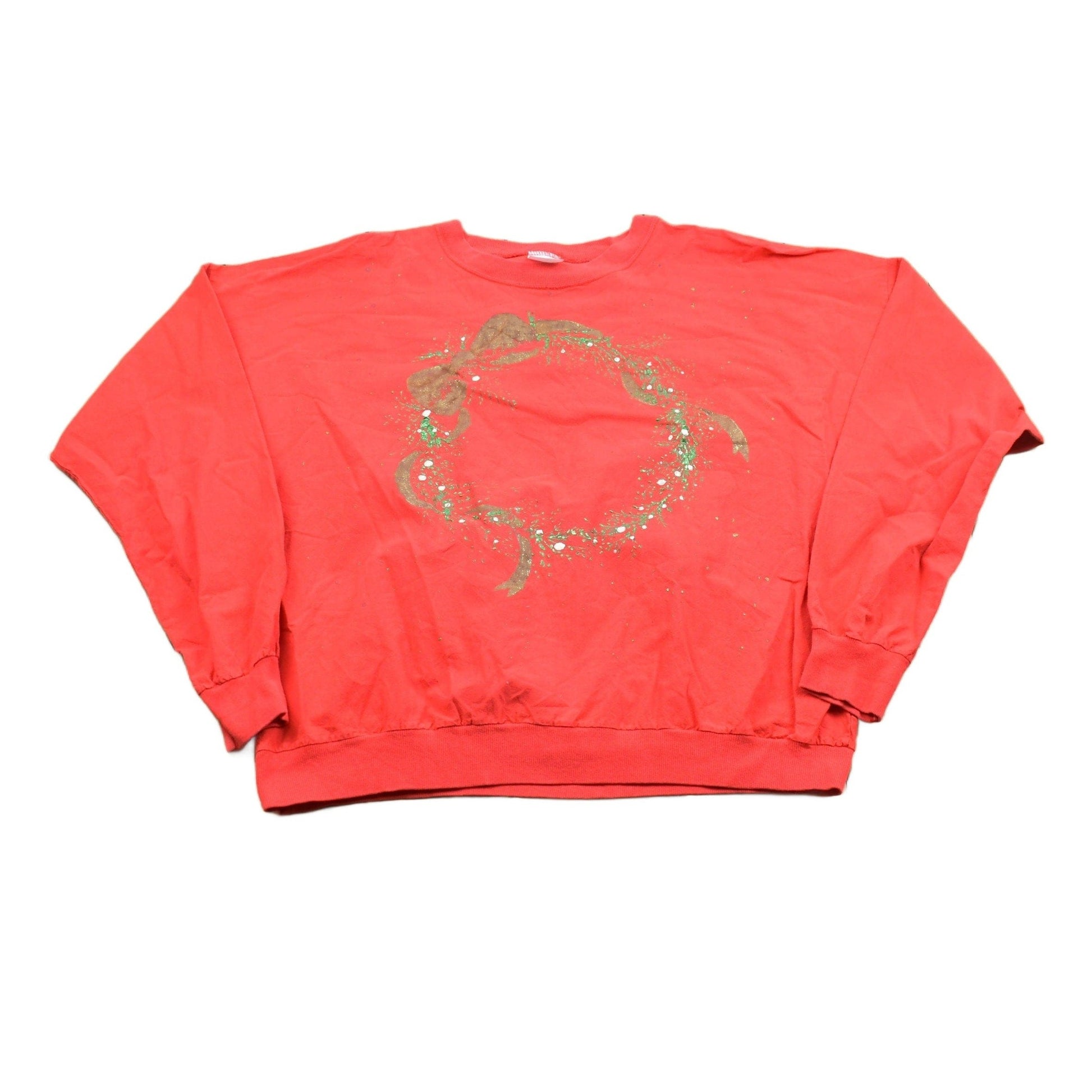 Vintage 1990s Christmas Wreath Crewneck Sweatshirt Men's Large from propervintagecanada