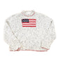 Vintage 1990s Christopher And Banks Hand Embroidered American Flag Chunky Knit Crewneck Sweater Mens M from propervintagecanada