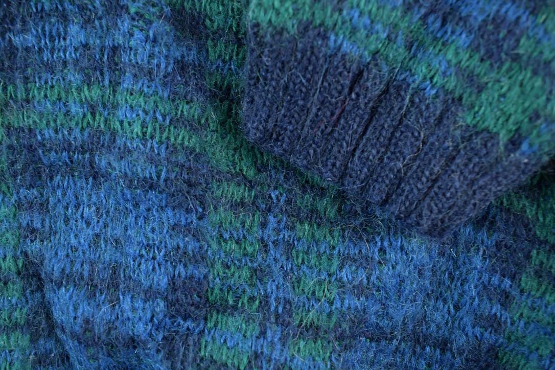 Vintage 1990s Christopher And Banks Mohair Knit Plaid Crewneck Sweater Women's M-L from propervintagecanada